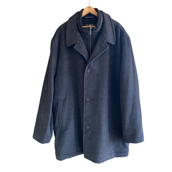 Men's 4X Wool Coat Gray PRONTO UOMO P-Coat Single-Breasted Classic Preppy Warm - Picture 2 of 16
